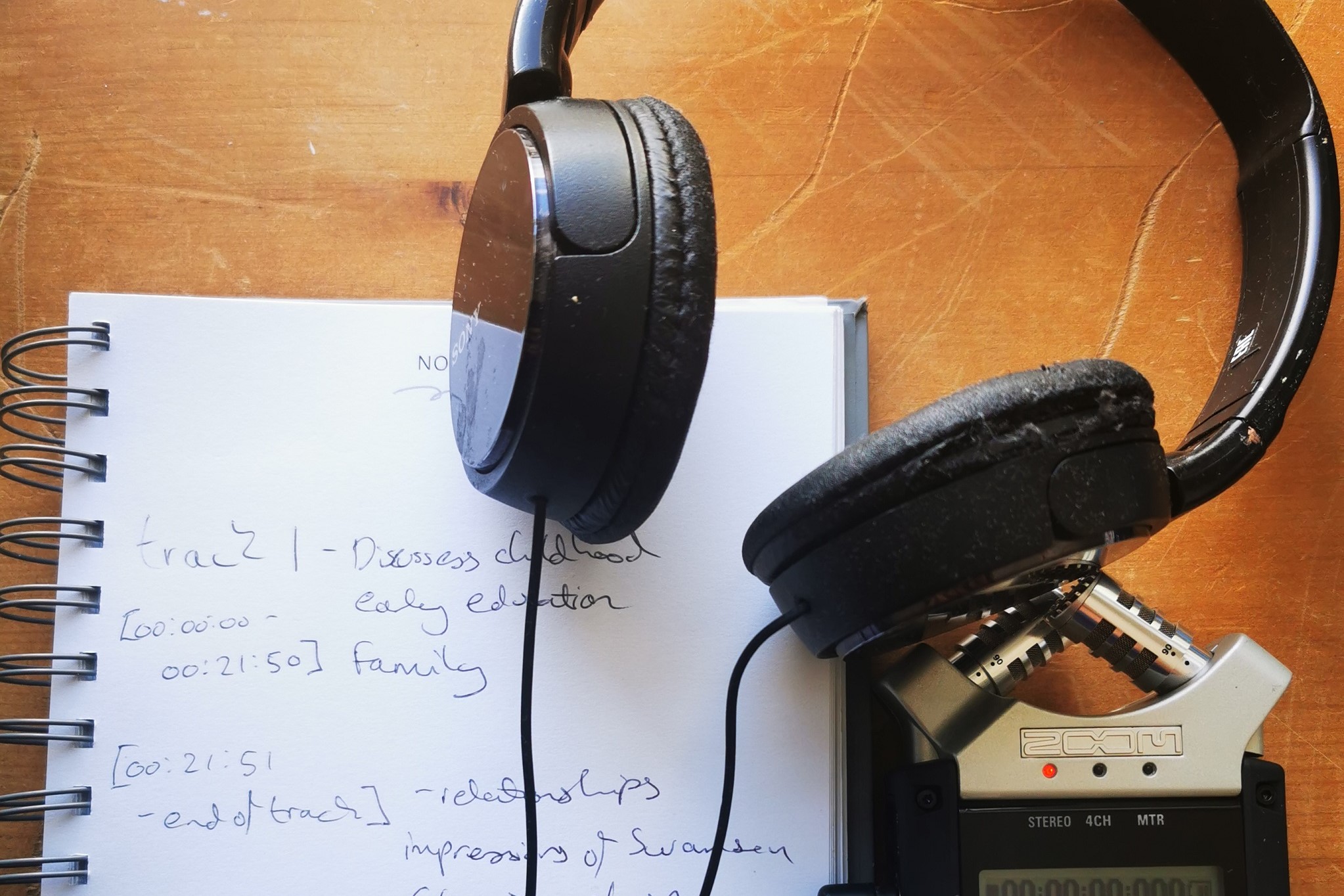 Image of Headphones and Notebook